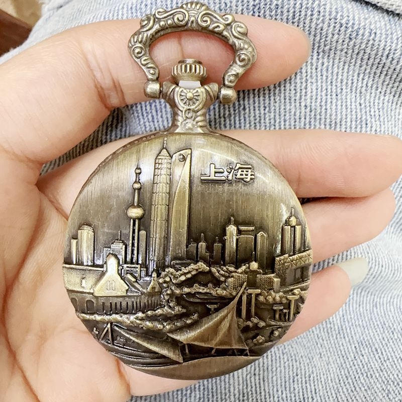 Antīkā stila kabatas pulkstenis ar pasaules laiku, kvarts mehānisms, cinka sakausējuma korpuss