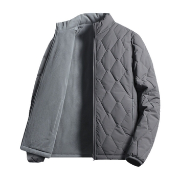 Férfi reverszibil pamut-párnás kabát, könnyű téli viselet, álló gallér, cipzár, laza szabás