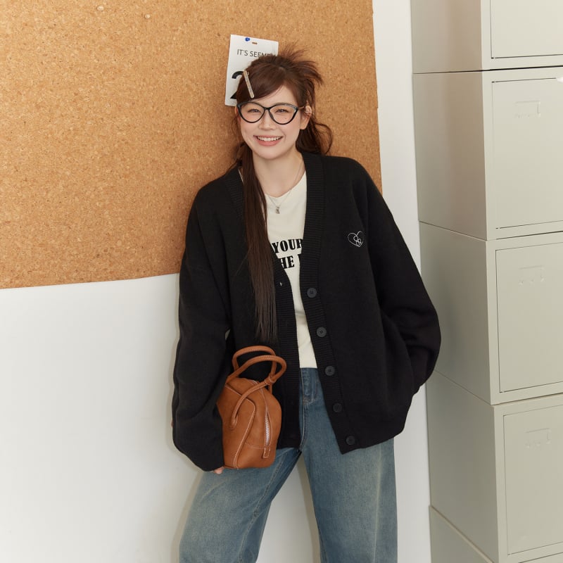 Двупартиен есенен комплект: кардиган от chenille и дънки с висока талия, Slim fit, триизмерно рязане