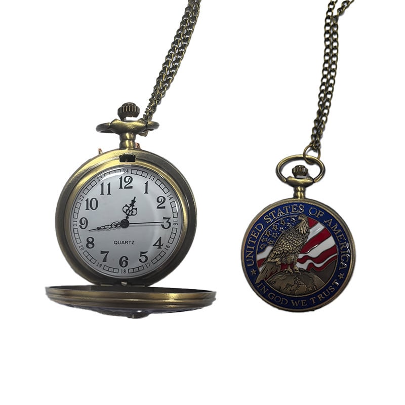 Kabatas pulkstenis kaklaraišam ar romiešu cipariem — vintage Eiropas/ Amerikas stil, kvarca mehānisms, apaļš cipferðzināšanās, sakausējuma korpuss, spirālkorona