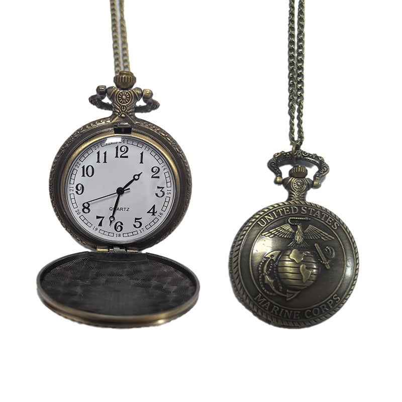 Kabatas pulkstenis kaklaraišam ar romiešu cipariem — vintage Eiropas/ Amerikas stil, kvarca mehānisms, apaļš cipferðzināšanās, sakausējuma korpuss, spirālkorona