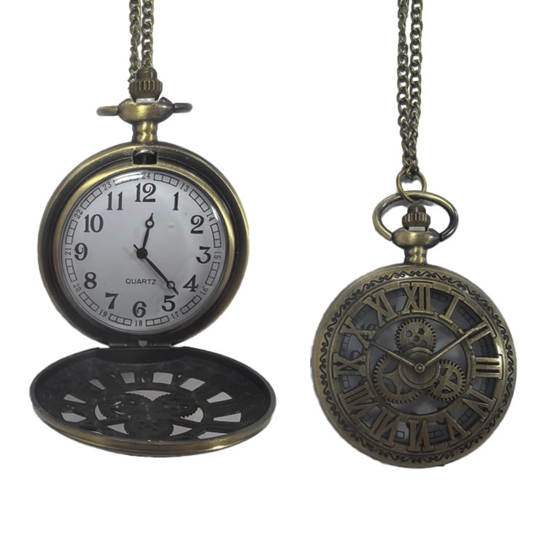 Kabatas pulkstenis kaklaraišam ar romiešu cipariem — vintage Eiropas/ Amerikas stil, kvarca mehānisms, apaļš cipferðzināšanās, sakausējuma korpuss, spirālkorona