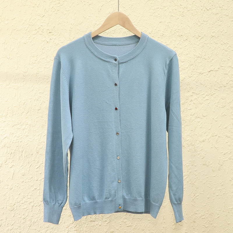 Cardigan pulover, viskozno-najlon smjesa, okrugli izrez, dugi rukavi, normalan kroj