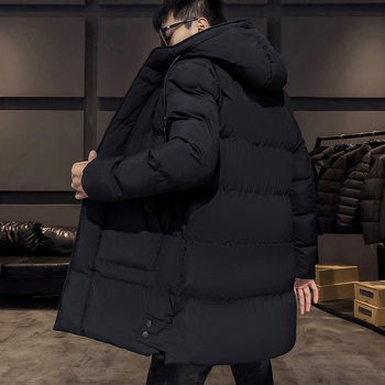 Férfi pamut tömött kabát kapucnival, fleece bélés, cipzár, poliészter külső anyag és pamut bélés