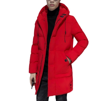 Férfi pamut tömött kabát kapucnival, fleece bélés, cipzár, poliészter külső anyag és pamut bélés