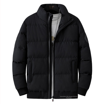 Vyrų žieminė striukė su medvilnine įdara, stora izoliacija, užtrauktukas, stovimas apykaklė, poliesterio išorė, poliesterio pamušalas