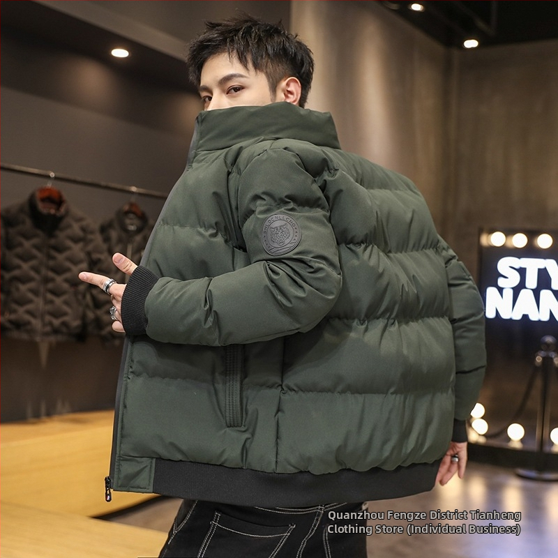 Vyrų žieminė striukė su medvilnine įdara, stora izoliacija, užtrauktukas, stovimas apykaklė, poliesterio išorė, poliesterio pamušalas