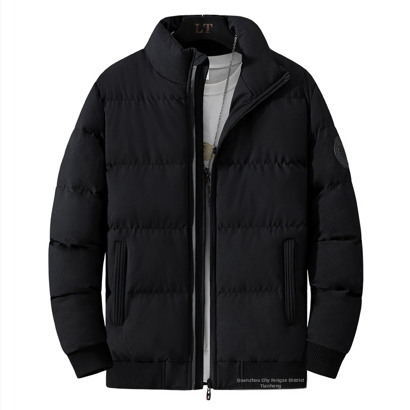 Vyrų žieminė striukė su medvilnine įdara, stora izoliacija, užtrauktukas, stovimas apykaklė, poliesterio išorė, poliesterio pamušalas