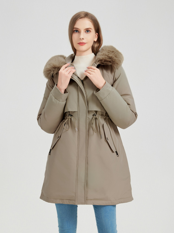 Ženska srednje duljine topla parka s kapuljom, zima 2025, korejski stil, udoban kroj, plus veličina
