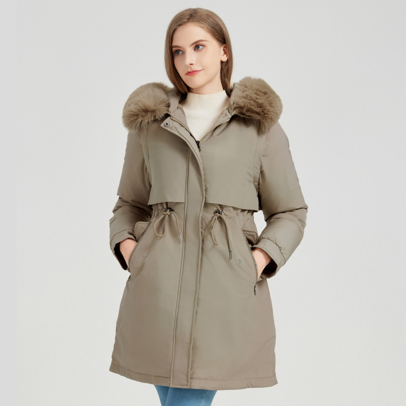 Ženska srednje duljine topla parka s kapuljom, zima 2025, korejski stil, udoban kroj, plus veličina