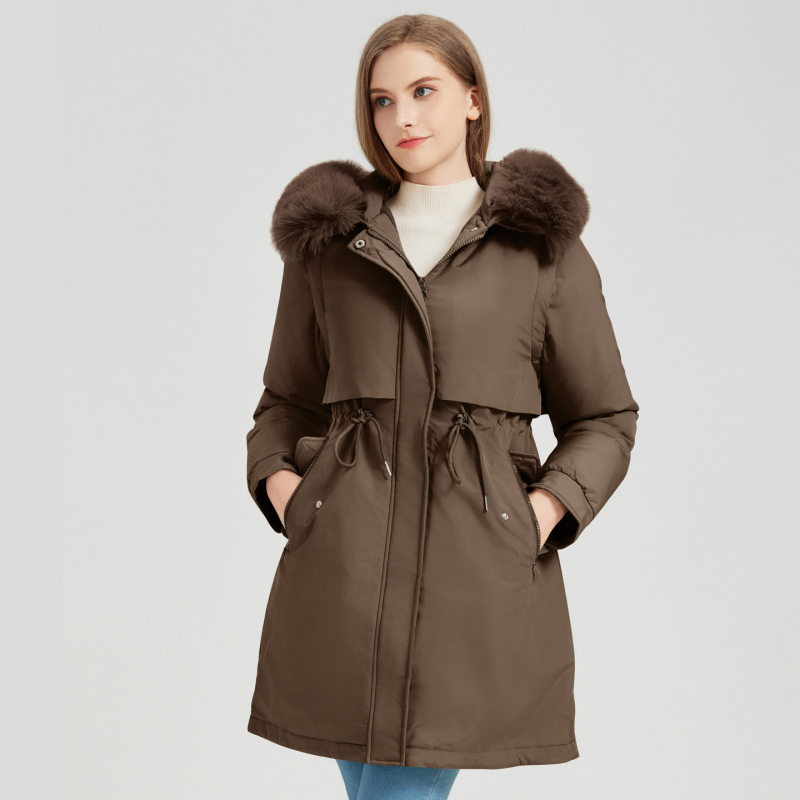 Ženska srednje duljine topla parka s kapuljom, zima 2025, korejski stil, udoban kroj, plus veličina