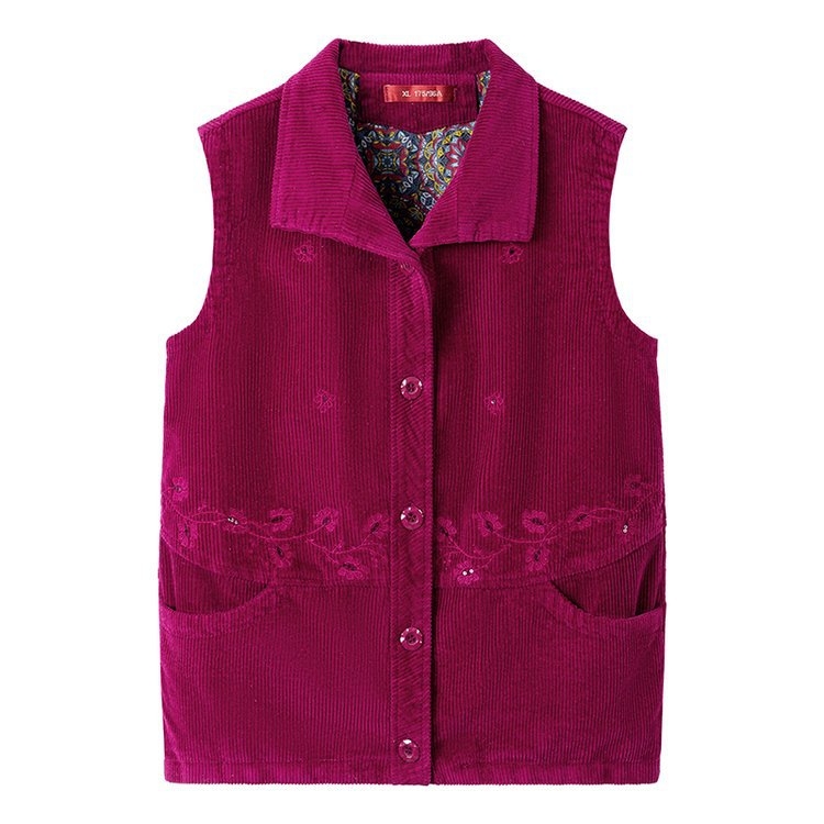 Sievietes kokvilnas cordurojas veste, izšūts raksts, brīvs piegriezums, pavasaris 2024