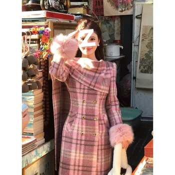 Moteriškas chenille audinio paltas su elastanu, itin storas, 3/4 rankovės, užsegimas su trimais mygtukais