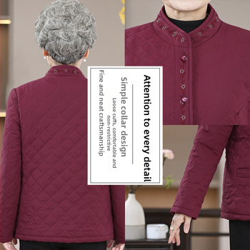 Moterų žieminis paltas iš poliesterio pluošto, su medvilnės įdaru, storas, apvali kaklo linija, ilgis 50–65 cm