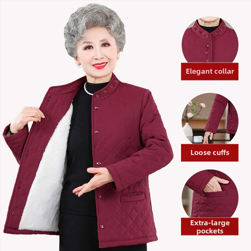 Moterų žieminis paltas iš poliesterio pluošto, su medvilnės įdaru, storas, apvali kaklo linija, ilgis 50–65 cm