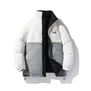 Férfi téli reverszibil pamutkabát fleece bélés, vastag és meleg, cipzáras zárás, állkarral, 100% poliészter külső és bélés, 250 g töltet