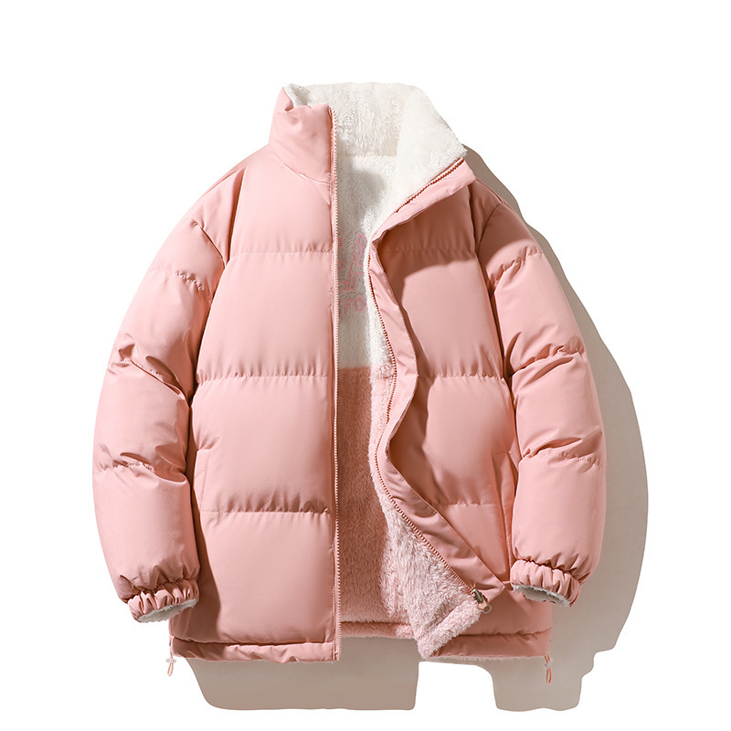 Férfi téli reverszibil pamutkabát fleece bélés, vastag és meleg, cipzáras zárás, állkarral, 100% poliészter külső és bélés, 250 g töltet