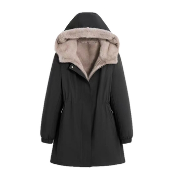 Damski parka u plus veličini s fleec podstavom, debeli krzneni kaput u korejskom stilu, srednja duljina s kapuljačom, topla zimska jakna