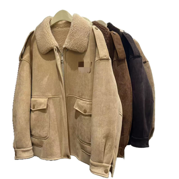 Ženska jakna za motocikl s kragnom od krzna, srednje duljine, dugi rukavi, od vune