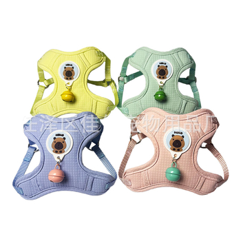 Auduma suņa pavadiņa ar krūtīm siksnu, auduma materiāls, zvans no brieža ādas