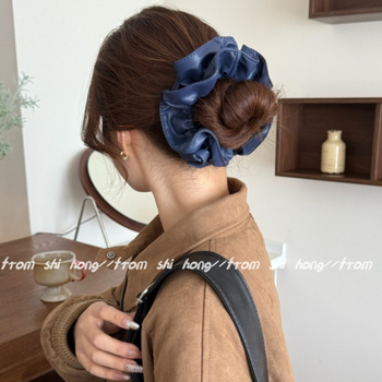 Кожена ластичка за коса за жени — ръчна изработка, корейски стил, декоративно цвете (кожа; ръчна изработка; корейски стил; без вложки)