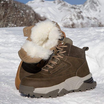 Зимни снежни ботуши с PU горна част и подплата от овча вълна, водоустойчиви, леки, антихлъзгащи подметки