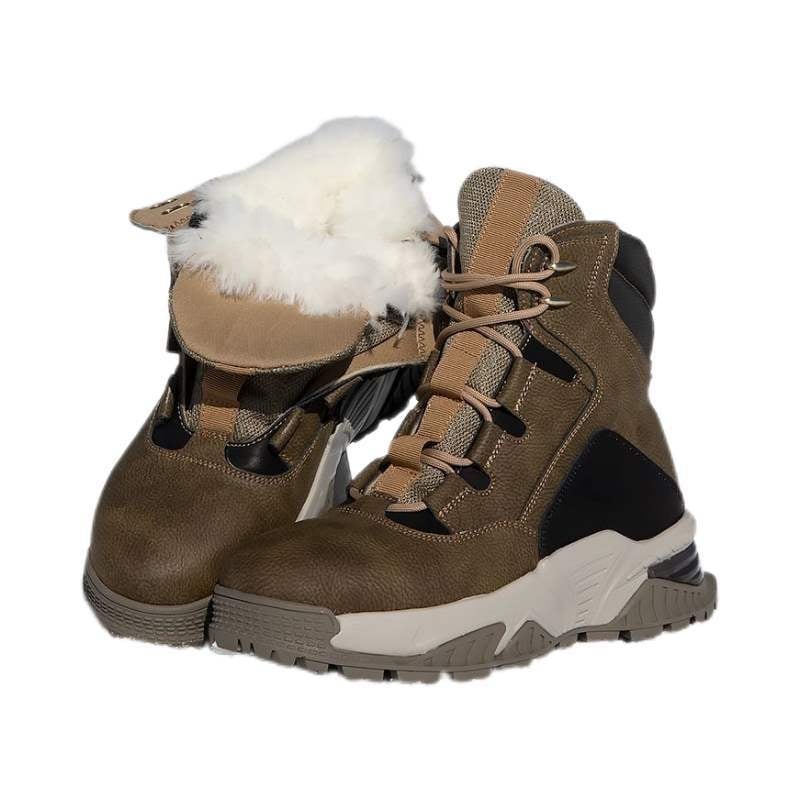 Зимни снежни ботуши с PU горна част и подплата от овча вълна, водоустойчиви, леки, антихлъзгащи подметки