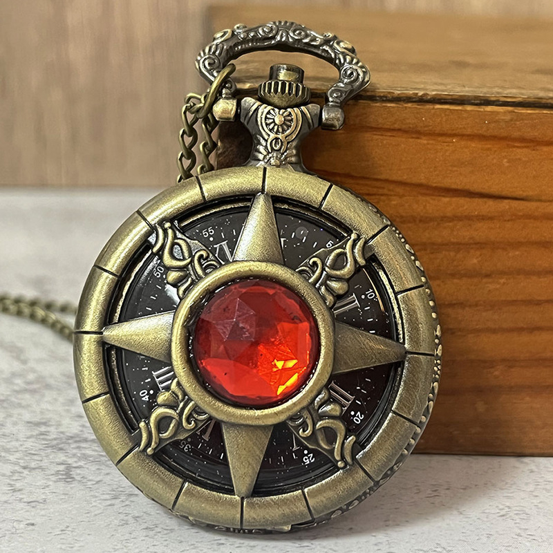 Kabatas pulkstenis ar kvarca kustību SL68, sakausējuma korpuss, apaļš ciparnīca, antīks stils