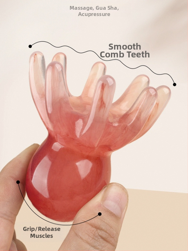 Galvos masažinė šukos su plačiais dantimis meridijanų ir akupunktūros taškų atskleidimui — sveikatos masažo įrankis, 62 g