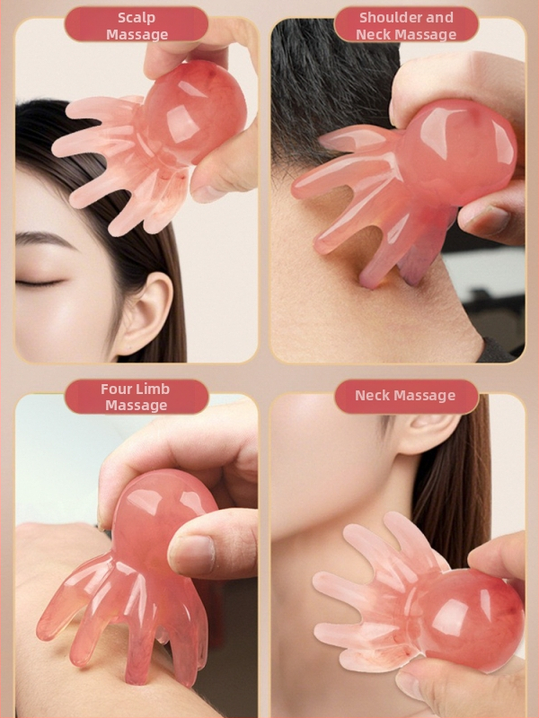 Galvos masažinė šukos su plačiais dantimis meridijanų ir akupunktūros taškų atskleidimui — sveikatos masažo įrankis, 62 g