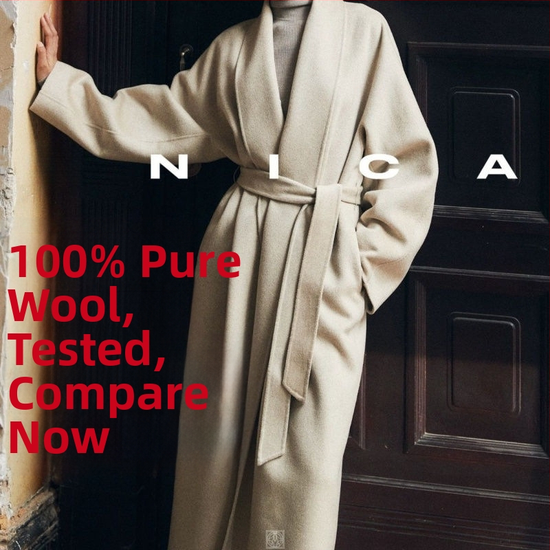 Moteriškas dviejų pusių vilnos-kašmira ilgas paltas su apykakle, laisvas kirpimas, 95% vilna