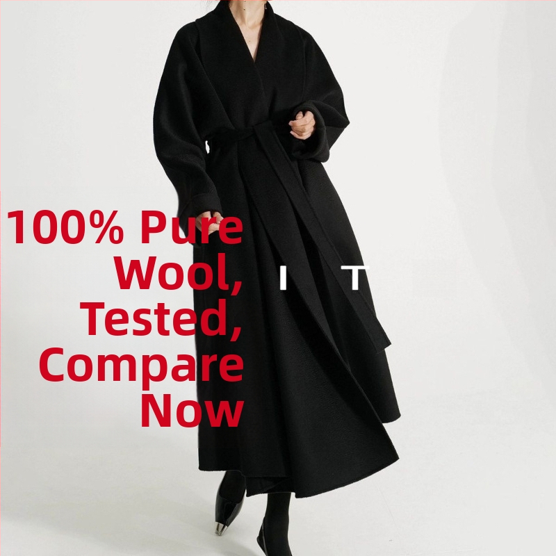 Moteriškas dviejų pusių vilnos-kašmira ilgas paltas su apykakle, laisvas kirpimas, 95% vilna