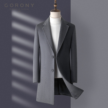 Vyriskas vilnos paltas vidutinio ilgio, verslo stilius, slim fit, vilna 30–50%