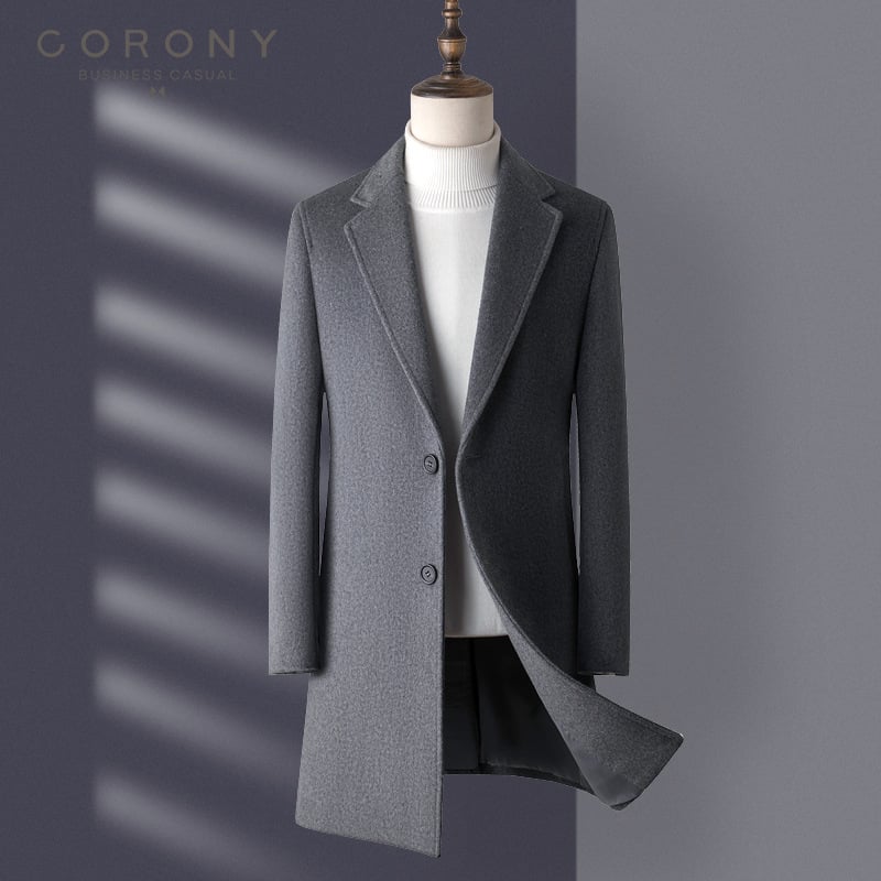 Vyriskas vilnos paltas vidutinio ilgio, verslo stilius, slim fit, vilna 30–50%