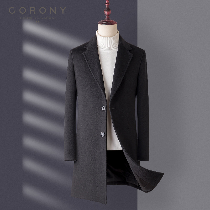 Vyriskas vilnos paltas vidutinio ilgio, verslo stilius, slim fit, vilna 30–50%