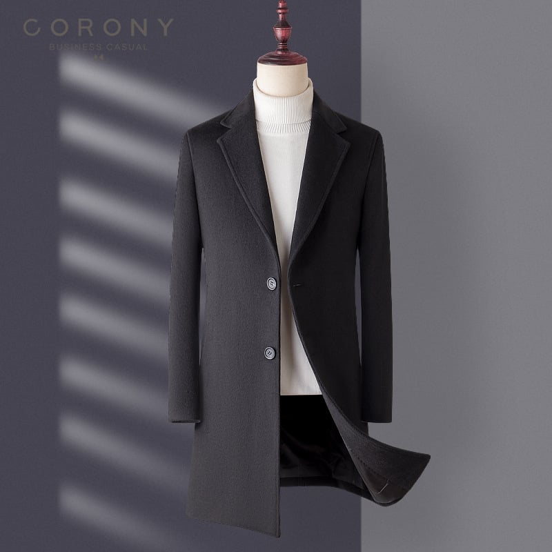 Vyriskas vilnos paltas vidutinio ilgio, verslo stilius, slim fit, vilna 30–50%