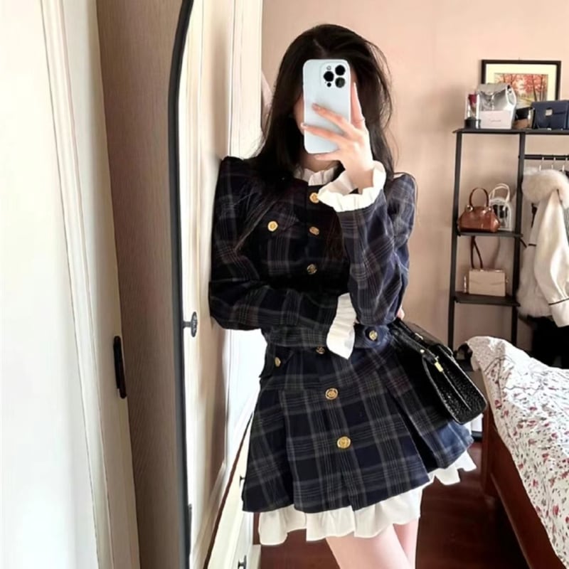 Női gyapjúkabát prém gallérral, derekat szorító fazon, dupla gombolás, rövid szabású, spandex keverék