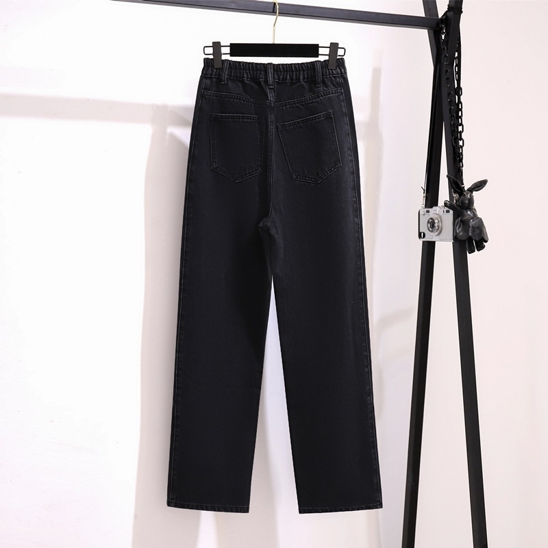 Γυναικείες τζιν από ντένιμ με ελαστική μέση, μπροστινό κούμπωμα με κουμπιά και φαρδιά γραμμή παντελονιού, Άνοιξη 2022