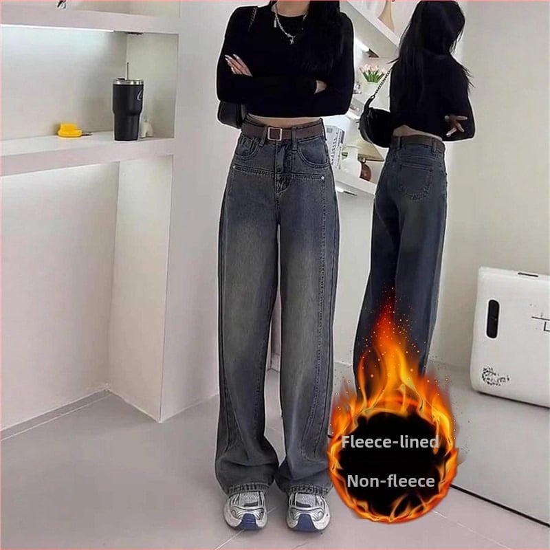 Γυναικείοι τζίν από ντένιμ για μεγάλου μεγέθους, ψηλή μέση, μήκος μέχρι πάτωμα, φαρδιά γραμμή, 50–70% βαμβάκι