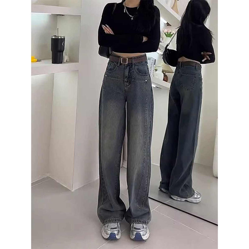 Γυναικείοι τζίν από ντένιμ για μεγάλου μεγέθους, ψηλή μέση, μήκος μέχρι πάτωμα, φαρδιά γραμμή, 50–70% βαμβάκι