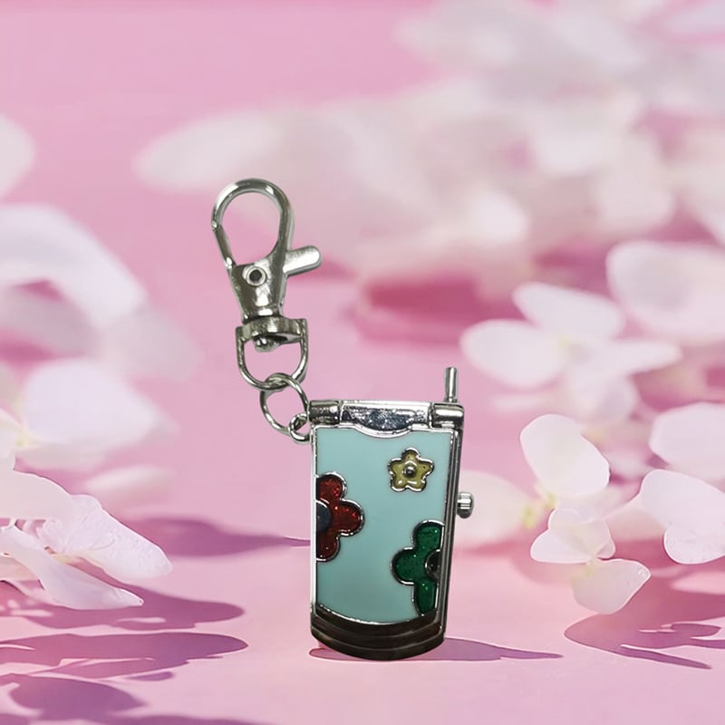 Ceas pandant desen animat pentru telefon cu capac rabatabil – logo personalizabil, mișcare cuarț (Seagull Z618), carcasă din aliaj, curea din aliaj zinc