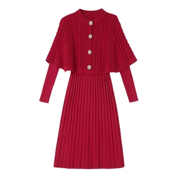 Dvodijelni kostim sa suknjom od viskoze, midi duljine, dugi rukavi, gradski stil