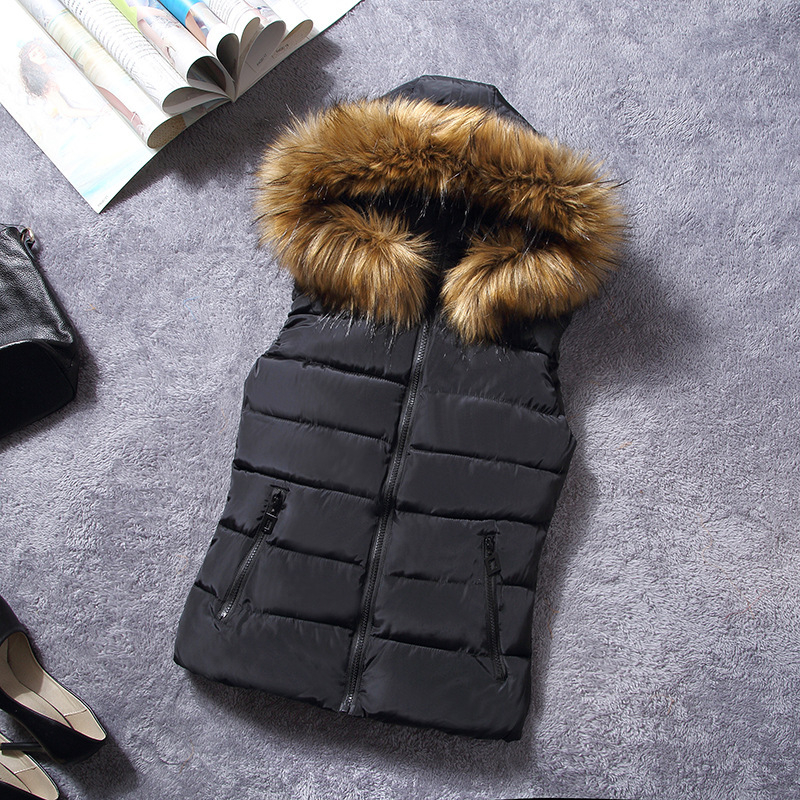 Ženski vest, stojeći ovratnik, produženi kroj, poliester tkanina, 95% poliester sadržaj