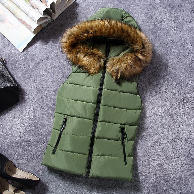 Ženski vest, stojeći ovratnik, produženi kroj, poliester tkanina, 95% poliester sadržaj