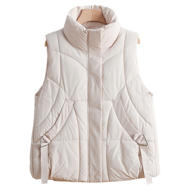 Sieviešu veste no poliestera ar pūka un kokvilnas pildījumu, brīvā piegriezuma, augsts apkaklis, rāvējslēdzējs