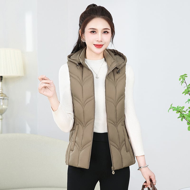 Vestă din bumbac cu fermoar și glugă, croială Slim, model diamant