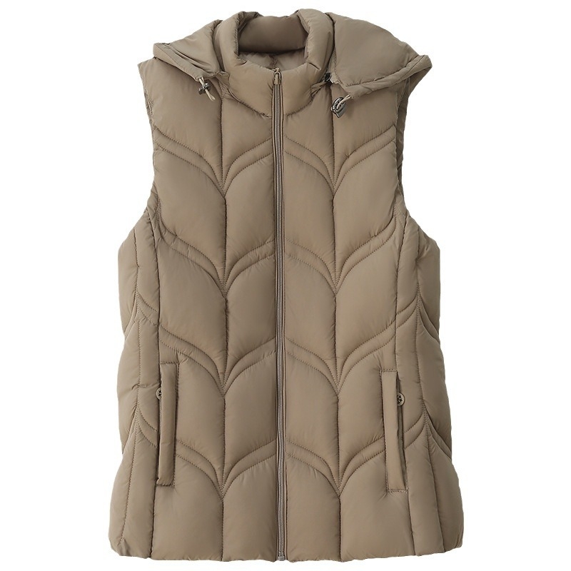 Vestă din bumbac cu fermoar și glugă, croială Slim, model diamant