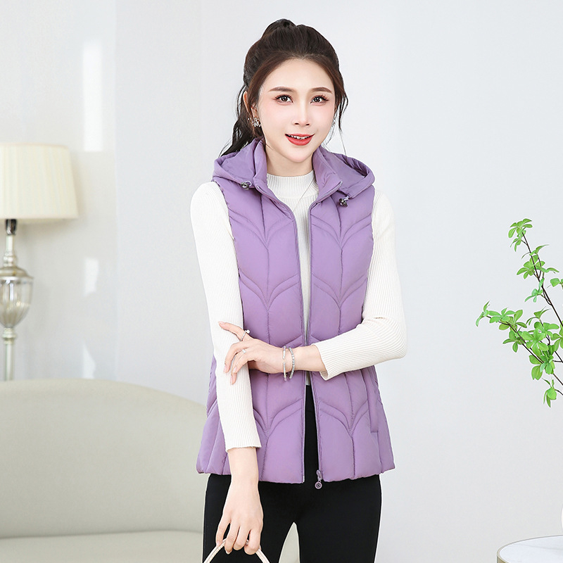 Vestă din bumbac cu fermoar și glugă, croială Slim, model diamant