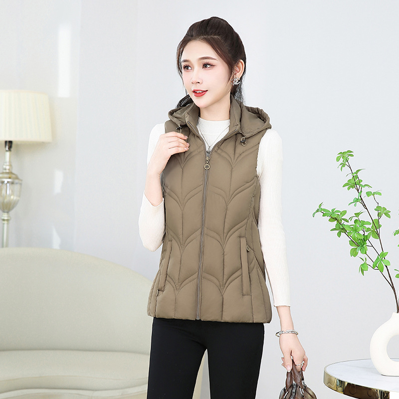 Vestă din bumbac cu fermoar și glugă, croială Slim, model diamant