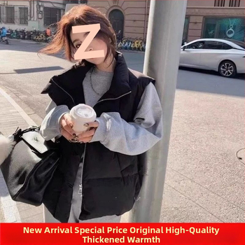 Dámska vesta z kačacieho páu, hrubý dizajn, stojací golier, ultra krátka dĺžka, výplň z bieleho kačacieho páu 81–85%